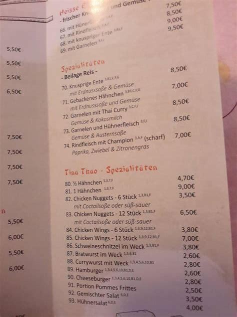 Speisekarte Von Tina Thao Imbiss Pub Bar Lahr Schwarzwald