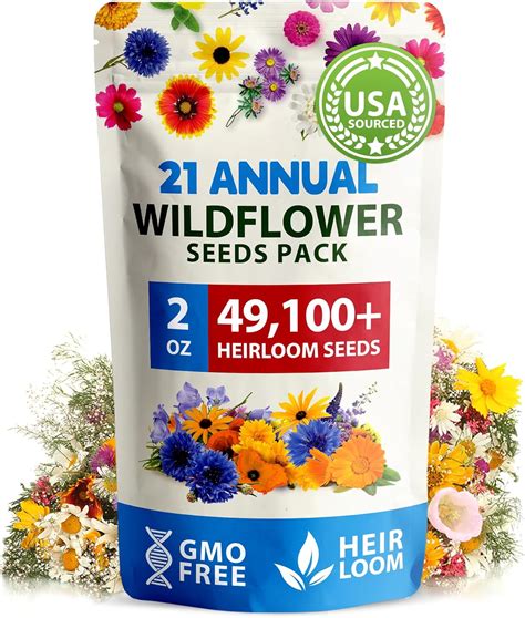 Amazon.com : HOME GROWN 49,000+ Wildflower Seeds: (2oz) Bulk Mix, 21 ...