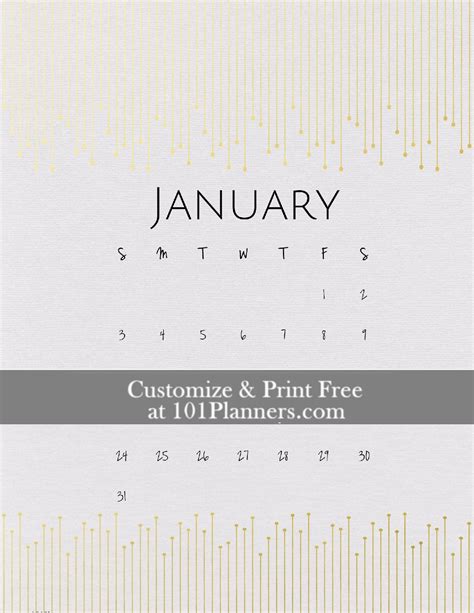 Free Printable January 2021 Calendar | Customize Online