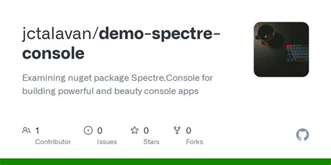 Github Jctalavan Demo Spectre Console Examining Nuget Package