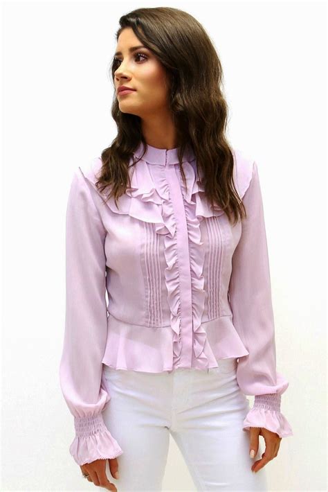 Semi Sheer Ruffle Blouse Ruffle Blouse Lavender Blouse Ruffle