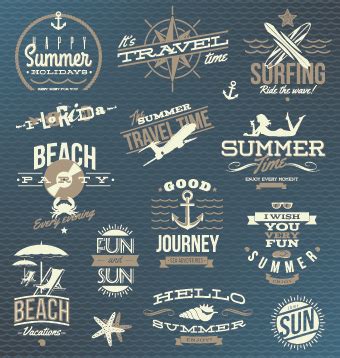 Vintage summer vacation travel logos vector Vectors graphic art designs in editable .ai .eps ...