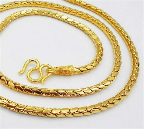 Necklace Gold Chain K K K Thai Baht Yellow Gold Plated Etsy