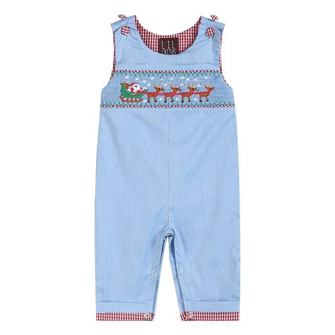 Lil Cactus Light Blue Smocked Santa And Sleigh Longalls Boro Belles