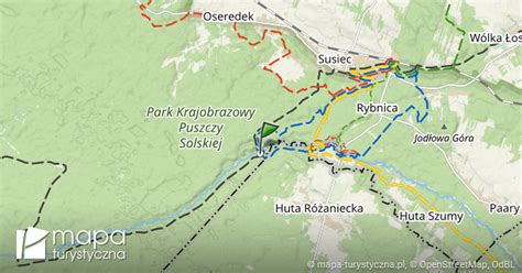 Rezerwat Nad Tanwią mapa szlaków turystycznych mapa turystyczna pl