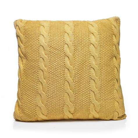 Wilko Cable Knit Cushion Sunshine 45x45cm Knitted Cushions Cushions