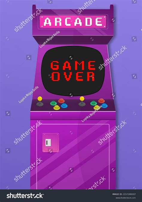 Purple Arcade Machine Close Screen Stock Vector Royalty Free