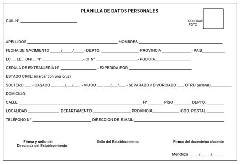 Formulario De Datos Personales Formato Escrito