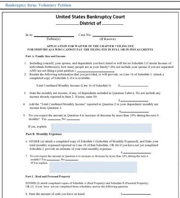 Fillable Bankruptcy Form - Sample Forms