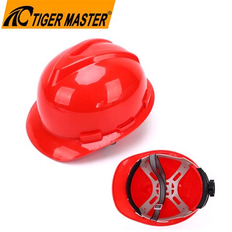 Customized Logo Red Hdpe Shell Plastic Lining Buckle Safety Helmet