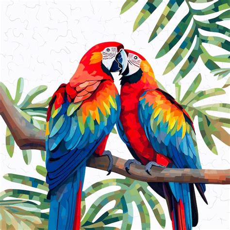 Premium Ai Image Cute Valentines Day Macaw Parrot Couple World