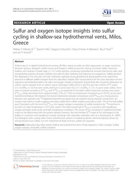 PDF Sulfur And Oxygen Isotope Insights Into Sulfur Cycling In Shallow