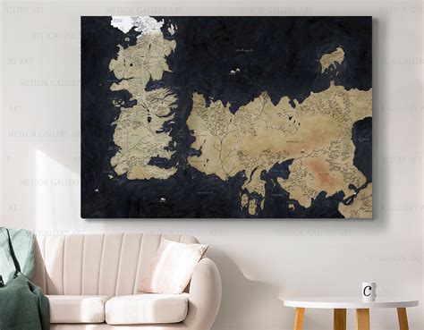 Fantasy print Game of Thrones Wall Art Westeros Map Game of Thrones Map ... 