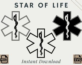 Star Of Life EMS Paramedic Svg EMT Svg Medical 1 Color Outlined Symbol