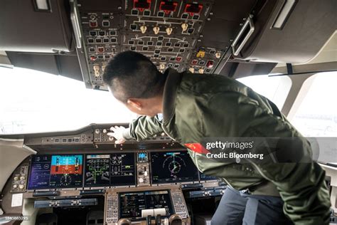 The cockpit of a Commercial Aircraft Corp of China Ltd. C919 aircraft ...