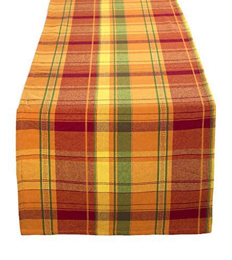 Fennco Styles Harvest Plaid Design Cotton Terracotta Table Runner W