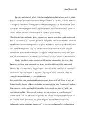 Essay Sex And Gender Docx Alex Momirovski Person S Sex In Nutshell Referrs To The