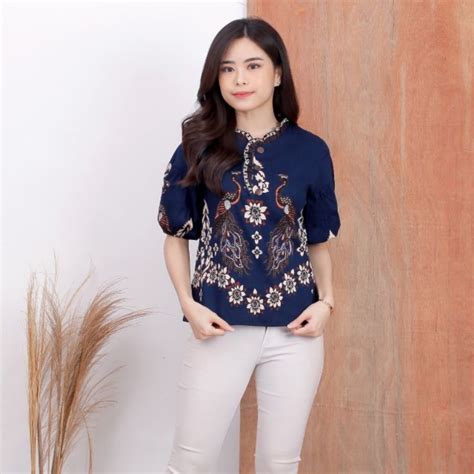 Jual Atasan Batik Wanita Baju Kerja Batik Lengan Balon Shopee Indonesia