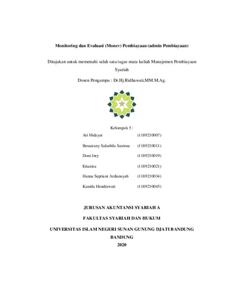 Pdf Monitoring Dan Evaluasi Monev Pembiayaan Admin Pembiayaan