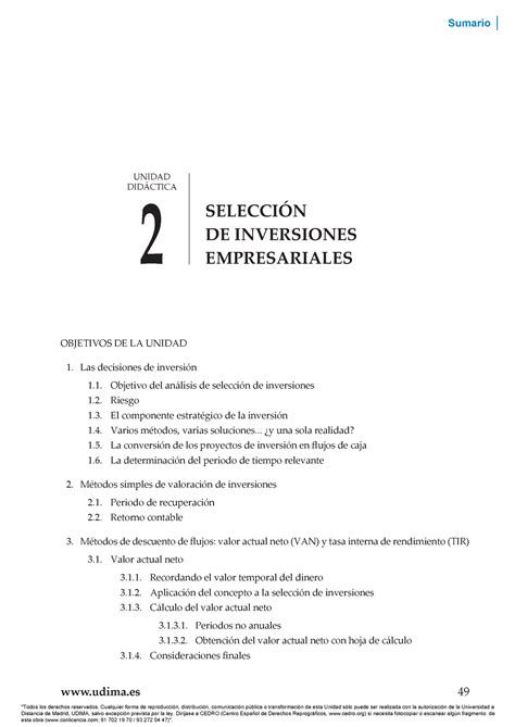 Unidad Dirfinanc C Apuntes Udima Objetivos De La Unidad Las