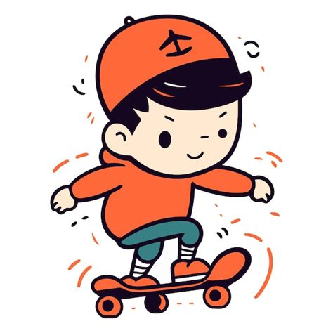 Un Chico Lindo Montando Una Patineta Al Estilo De Los Dibujos Animados