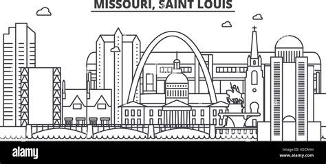 Missouri Saint Louis Architecture Line Skyline Illustration Linear