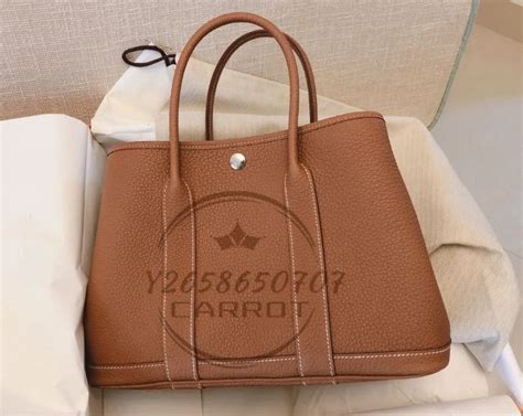 二手精品 HERMES 愛馬仕 Garden Party GP30 全皮 gold 焦糖金 肩背包 手提包 正品現貨 Yahoo奇摩拍賣