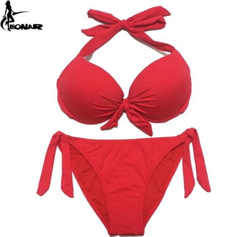 MAILLOT DE BAIN EONAR Bikini Solide Maillots De Bain Femmes Push Up Ensemble Bikini Coupe