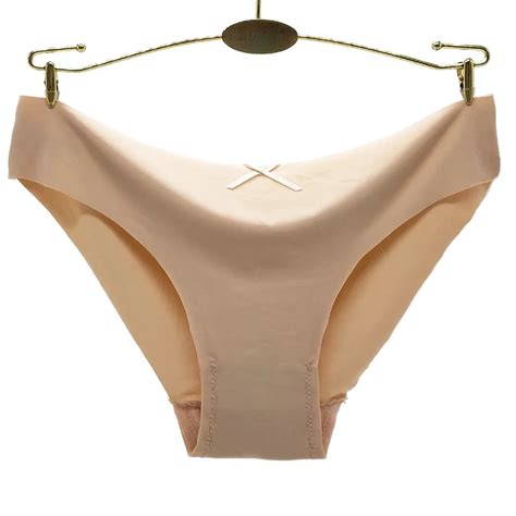 Nude Girls Satin Seamless Laser Cut Stylish Sweet Underwear For Women