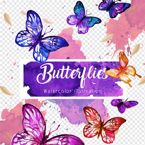 Butterflies Background Grunge Watercolor Banner Png PNGWing