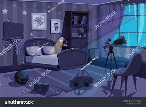 Best Cartoon Empty Kid Boy Bedroom Stock Illustration 2193775993 ...