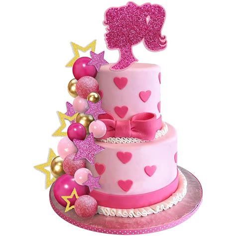 Snapklik 36 PCS Hot Pink Girl Cake Topper Balls Cake Decorations