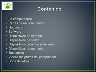 El Computador Y Sus Partes Docente Conrado Tejada Ramirez PPT