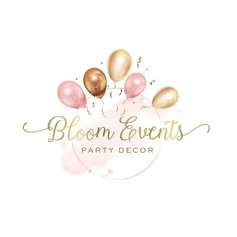 Balloon Logo Design Premade Logo Party Logo Pink and Gold Logo - Etsy ...