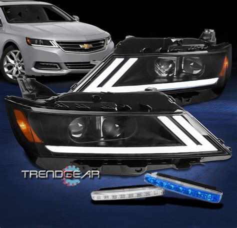 FOR 2015 2019 CHEVY IMPALA LED BLACK PROJECTOR HEADLIGHTS LAMP W BLUE