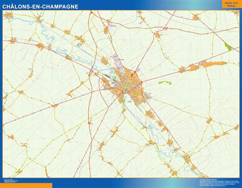 wall map of Chalons En Champagne France | Largest wall maps of the world.