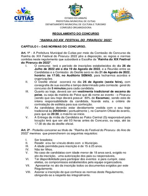 Fillable Online Prefeitura Municipal De Cutias Ap Prefeituras Do