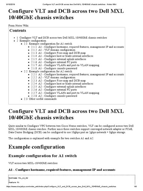 Configure Vlt And Dcb Across Two Dell Mxl 10 40gbe Chassis Switches