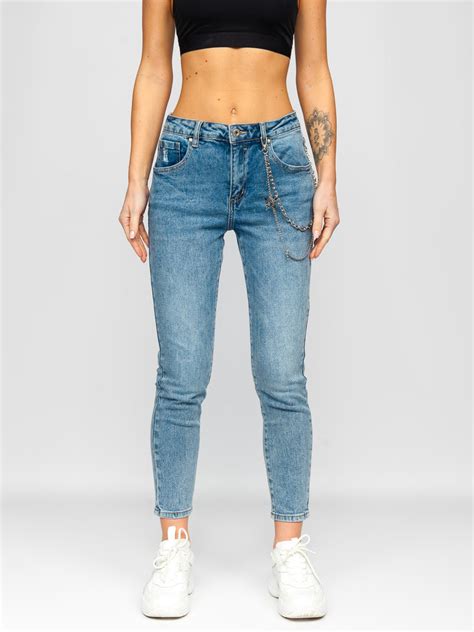 Bolf Damen Jeanshose Mom Fit Blau Wl