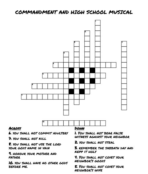 COMMANDMENT AND HIGH SCHOOL MUSICAL Crossword WordMint