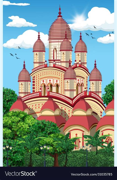 Dakshineswar Kali Temple Vector Image On Vectorstock