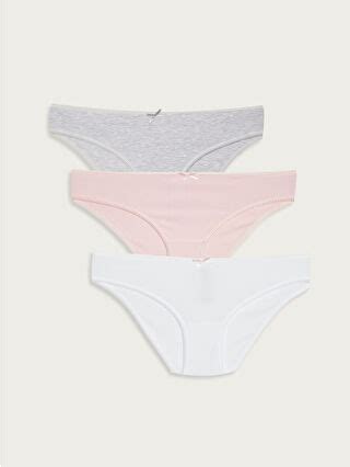 Pembe Yıldız Desenli Fiyonk Detaylı Bikini Külot 3 lü Paket W1G385Z8 GA3 LCW