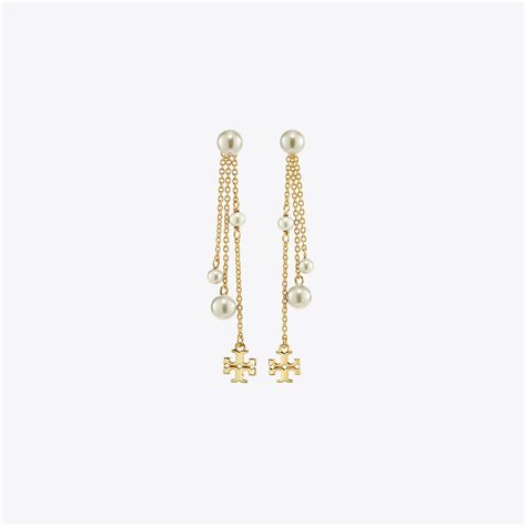 Kira Pearl Linear Earring Women S Designer Earrings Tory Burch