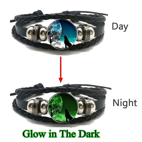 Купить Светящиеся в темноте браслеты с головой волка, воющий волк и ...