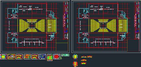 Stadium With 2 Multi Use Courts Seats 1000 Amenities Dwg Block For