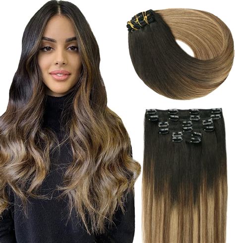 Surnel Hair Extensions Clip In Real Human Hair B Fading To And