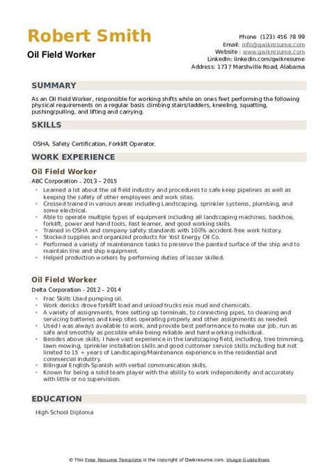 Oil Field Resume Templates Bombjrgpx