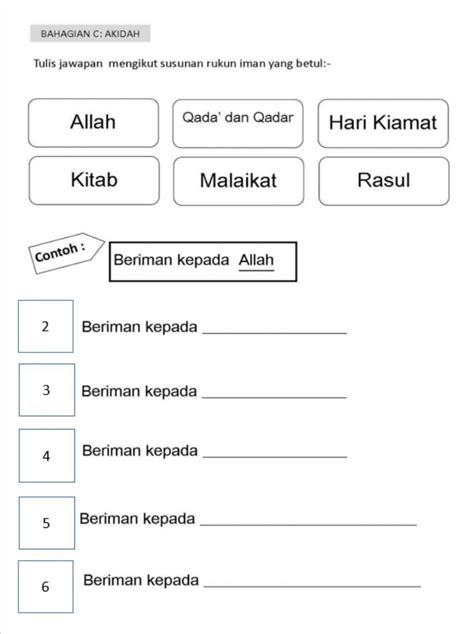 Lembaran Kerja Rukun Iman Dan Rukun Islam Images And Photos Finder