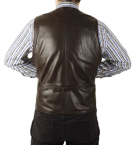 Classic Longer Length Brown Leather Waistcoat From Simons Leather