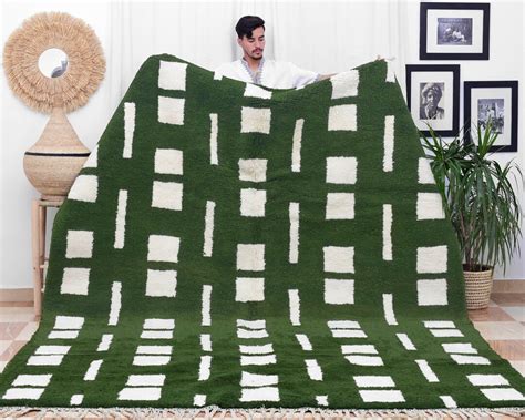 Modern Rug 8x10 Bedroom Rug 8x10 Beni Ourain Rug 8x10 Green - Etsy